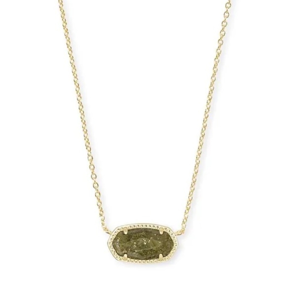 Kendra Scott Gold Tone Elisa Necklace with Olive Epidote
